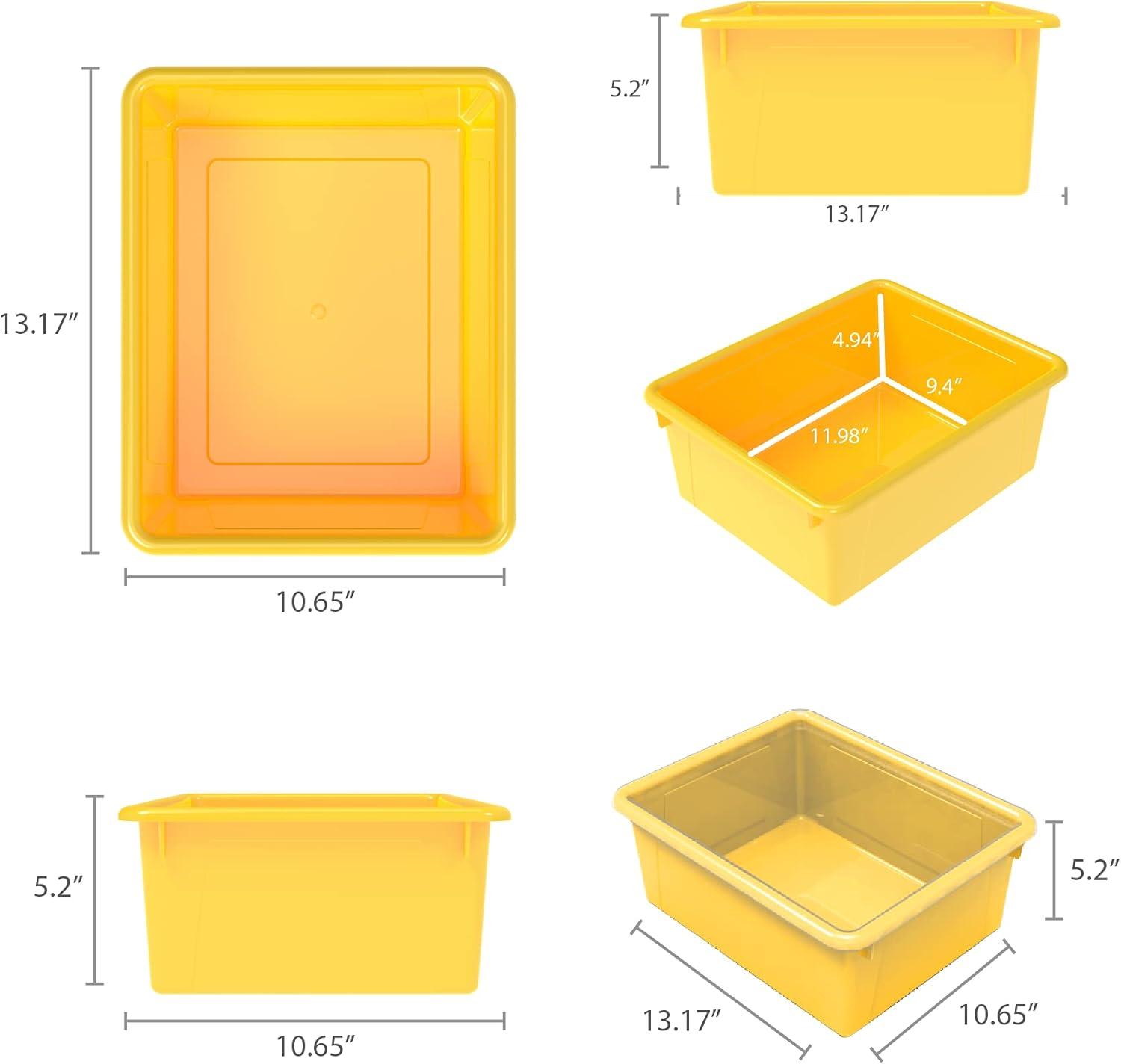 imageStorex Letter Size Deep Storage Tray Organizer Bin with NonSnap Lid for Classroom Office and Home Yellow 5Pack 62546U05C