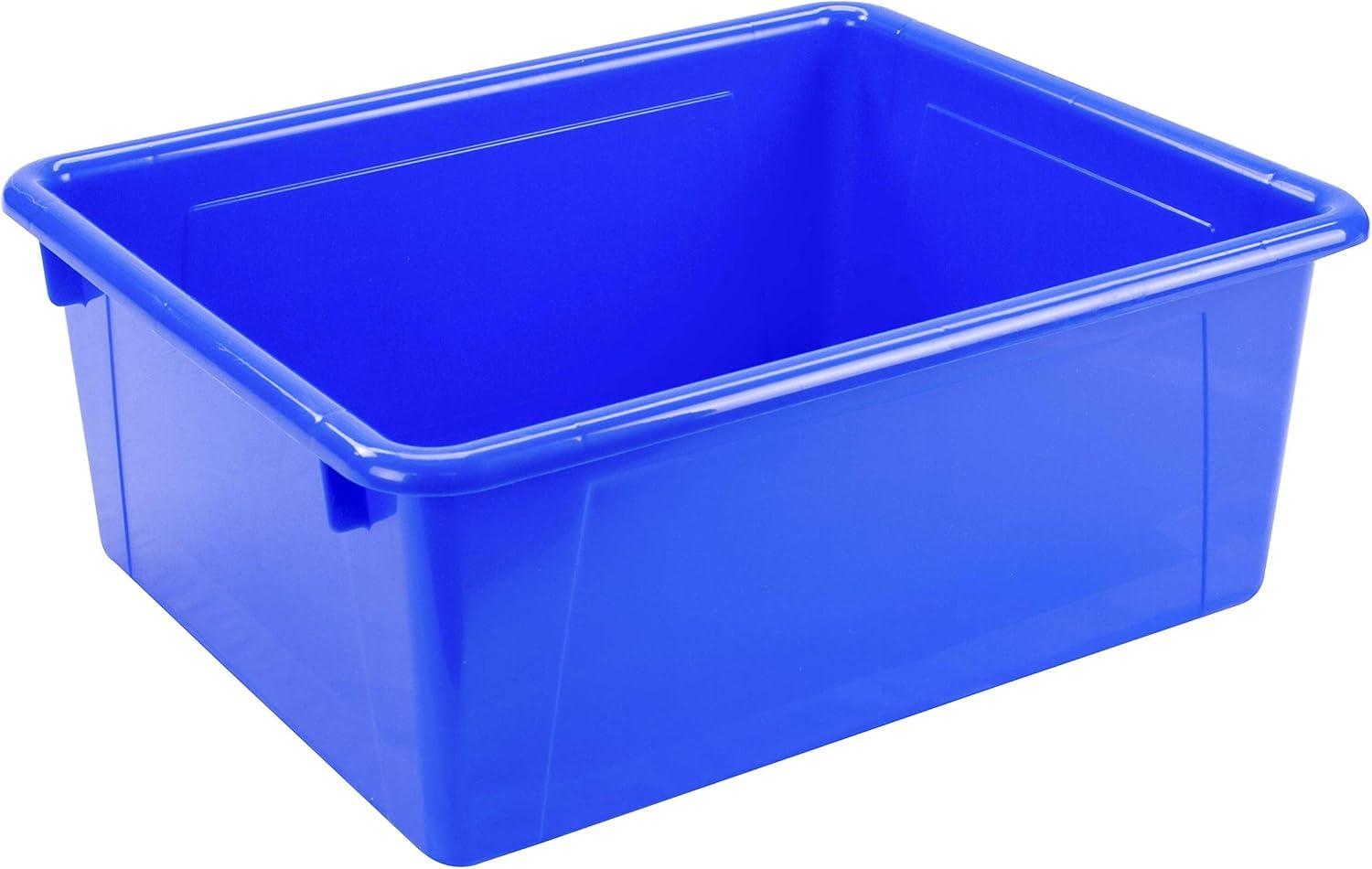 imageStorex Letter Size Deep Storage Tray Organizer Bin with NonSnap Lid for Classroom Office and Home Blue 5Pack 62544U05C
