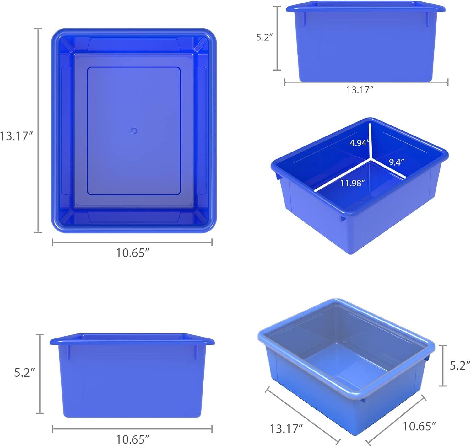 imageStorex Letter Size Deep Storage Tray Organizer Bin with NonSnap Lid for Classroom Office and Home Blue 5Pack 62544U05C