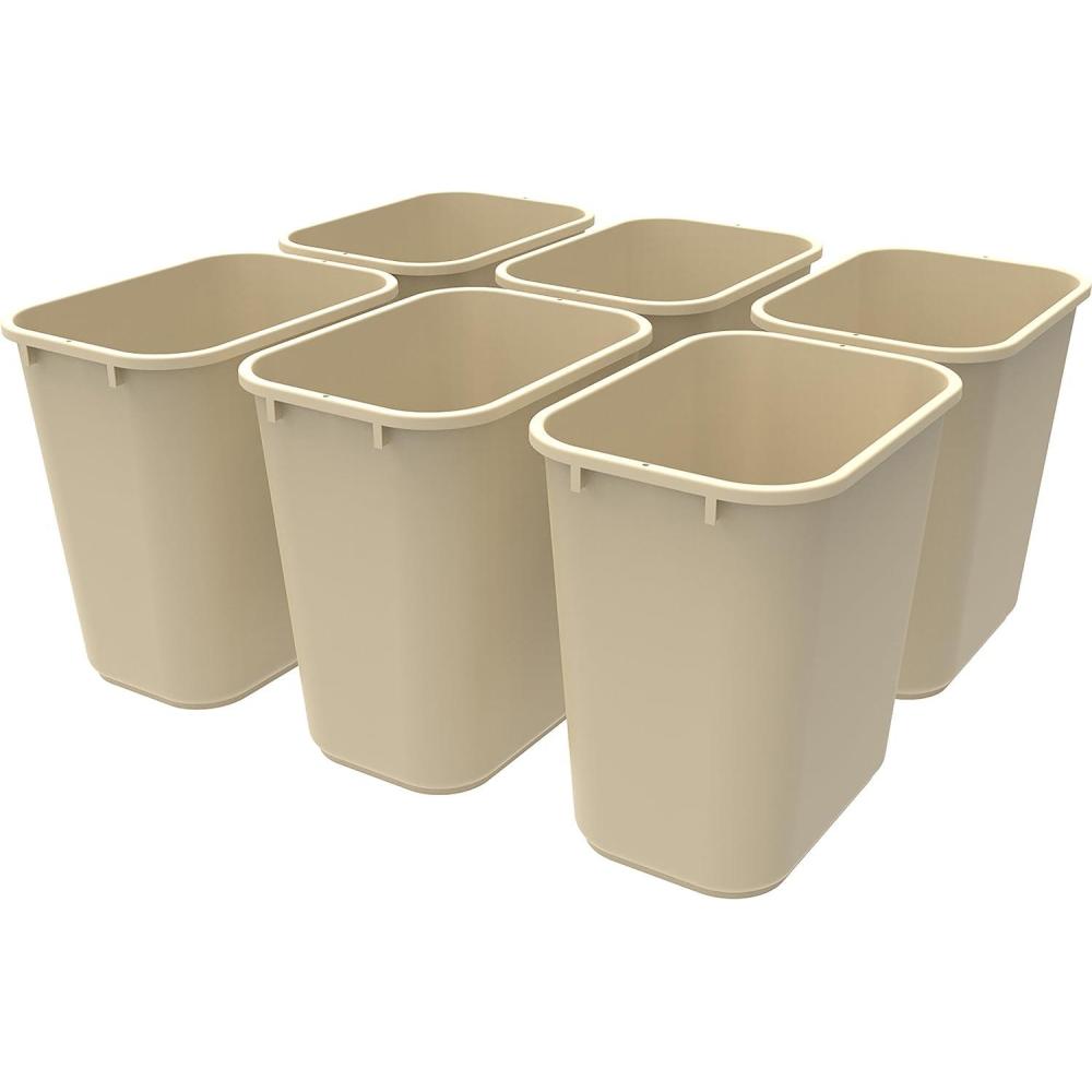 imageStorex Medium Waste Basket 15 x 105 x 15 Inches Beige Case of 6 STX00713U06C