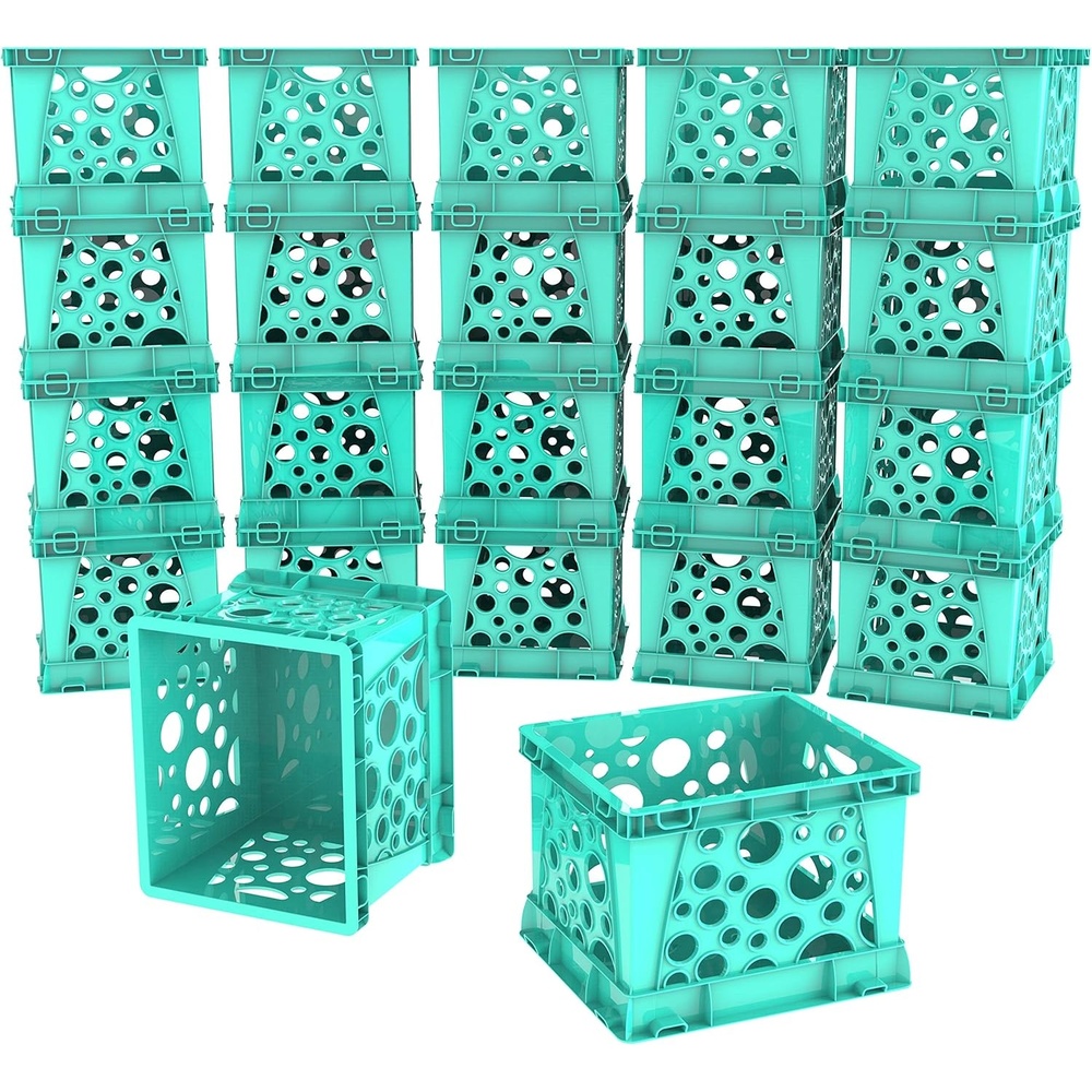 image:imageStorex Mini Crates Stackable Small Storage Crates for Desktop Organization 9 x 775 x 6 inches School Blue 12Pack 61595U12STeal