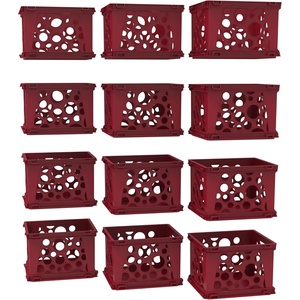 Storex Mini Crates – Stackable Small Storage Crates for Desktop Organization, 9 x 7.75 x 6 inches, School Blue, 12-Pack (61595U12S)(School Red)