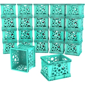 Storex Mini Crates – Stackable Small Storage Crates for Desktop Organization, 9 x 7.75 x 6 inches, School Blue, 12-Pack (61595U12S)(Teal)