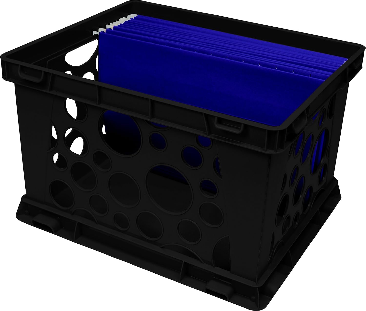 image:imageStorex Premium File Crate with Handle Cutouts Letter and Legal Document and Folder Storage Assorted Colors 3Pack 61797A03CBlack