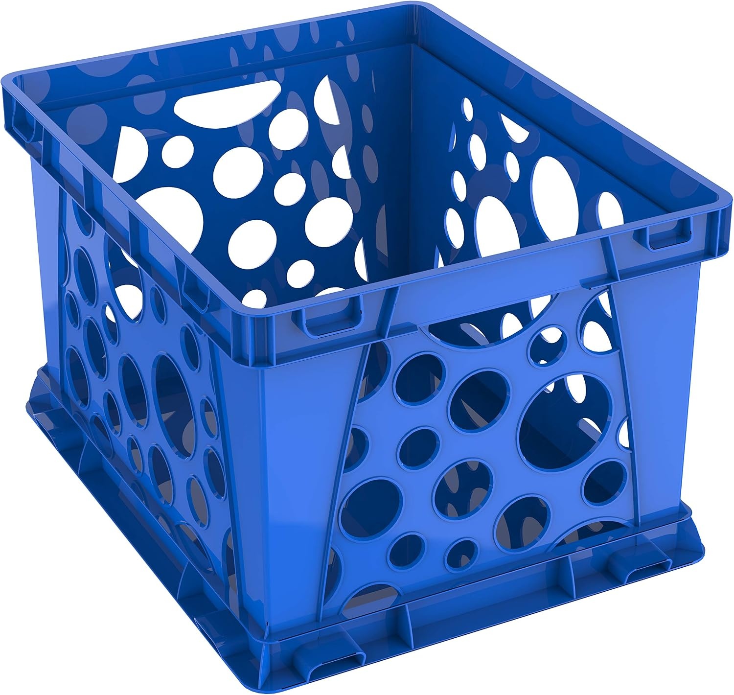 image:imageStorex Premium File Crate with Handle Cutouts Letter and Legal Document and Folder Storage Assorted Colors 3Pack 61797A03CSchool Blue