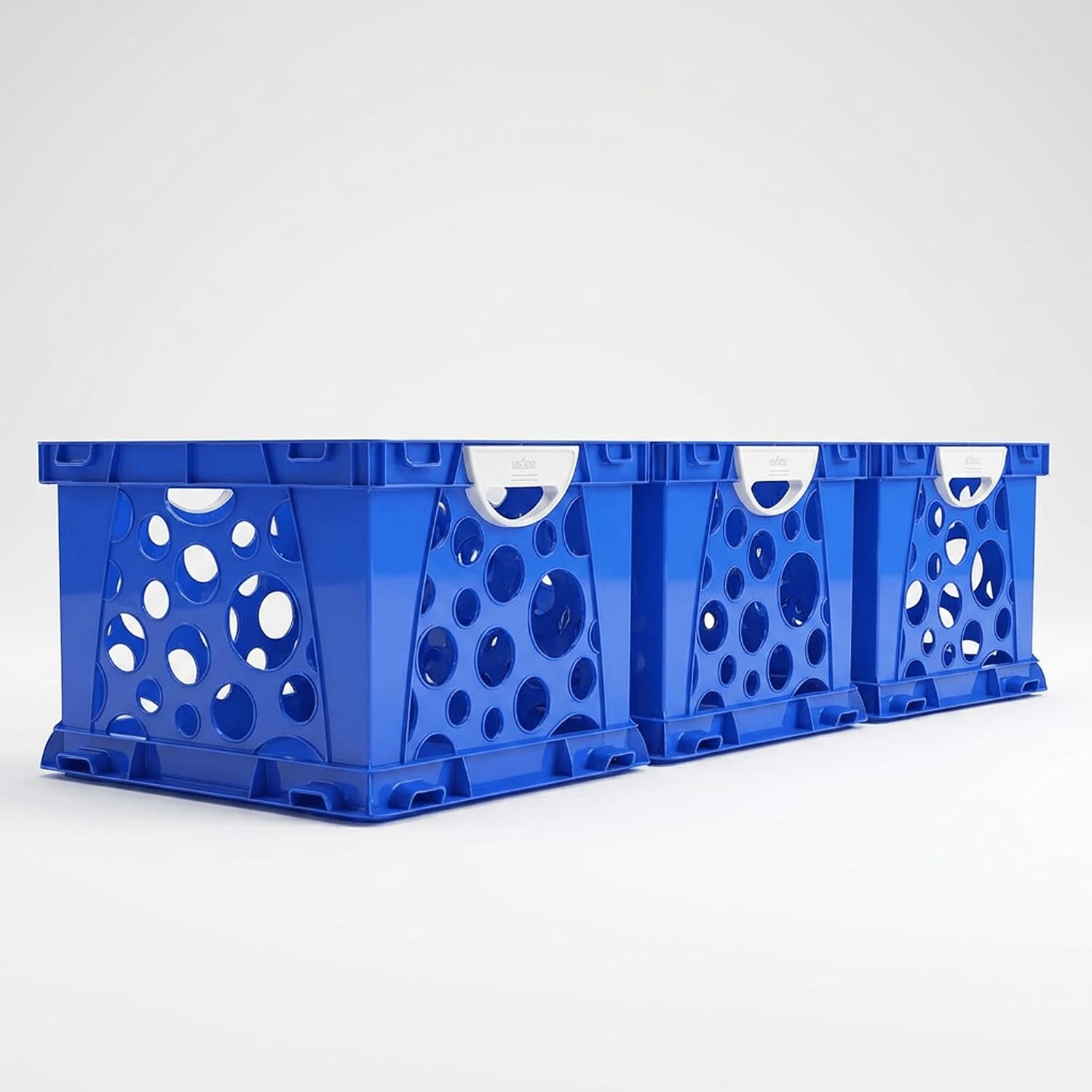 image:imageStorex Premium File Crate with Handle Cutouts Letter and Legal Document and Folder Storage Assorted Colors 3Pack 61797A03CSchool Blue