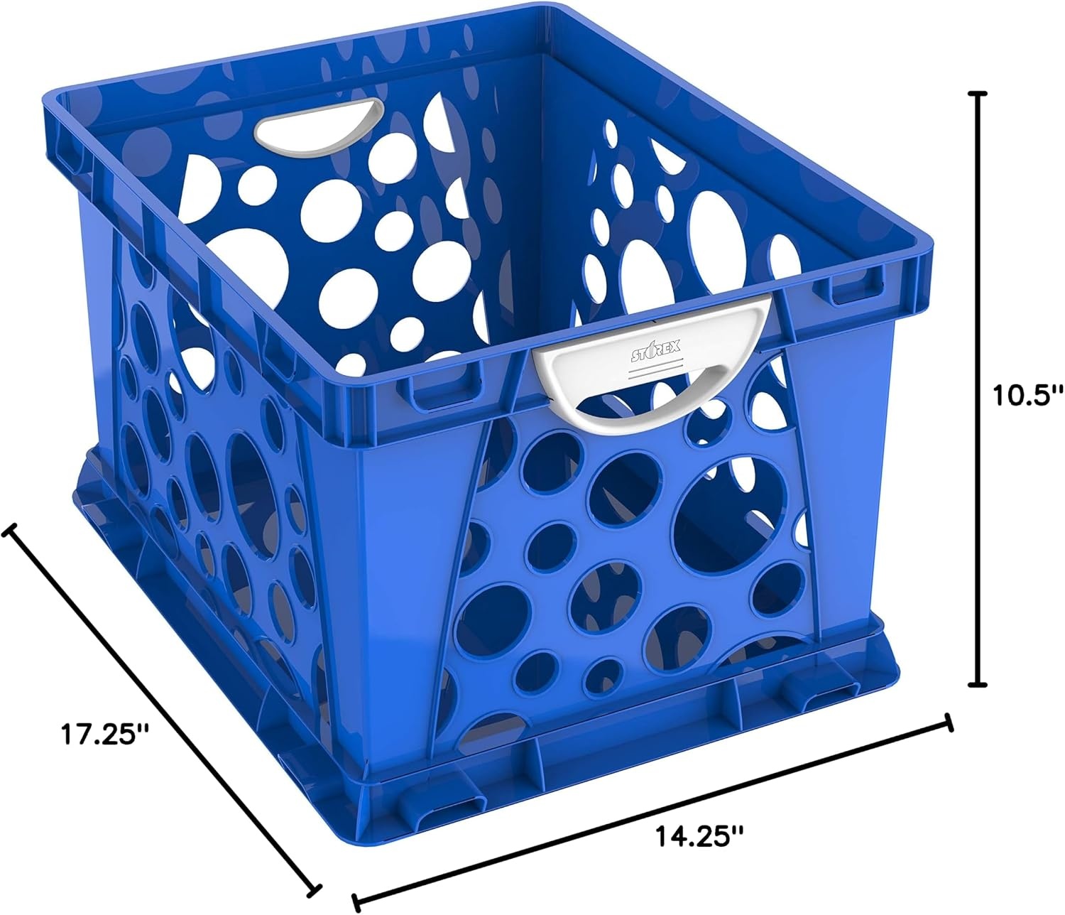 image:imageStorex Premium File Crate with Handle Cutouts Letter and Legal Document and Folder Storage Assorted Colors 3Pack 61797A03CSchool Blue
