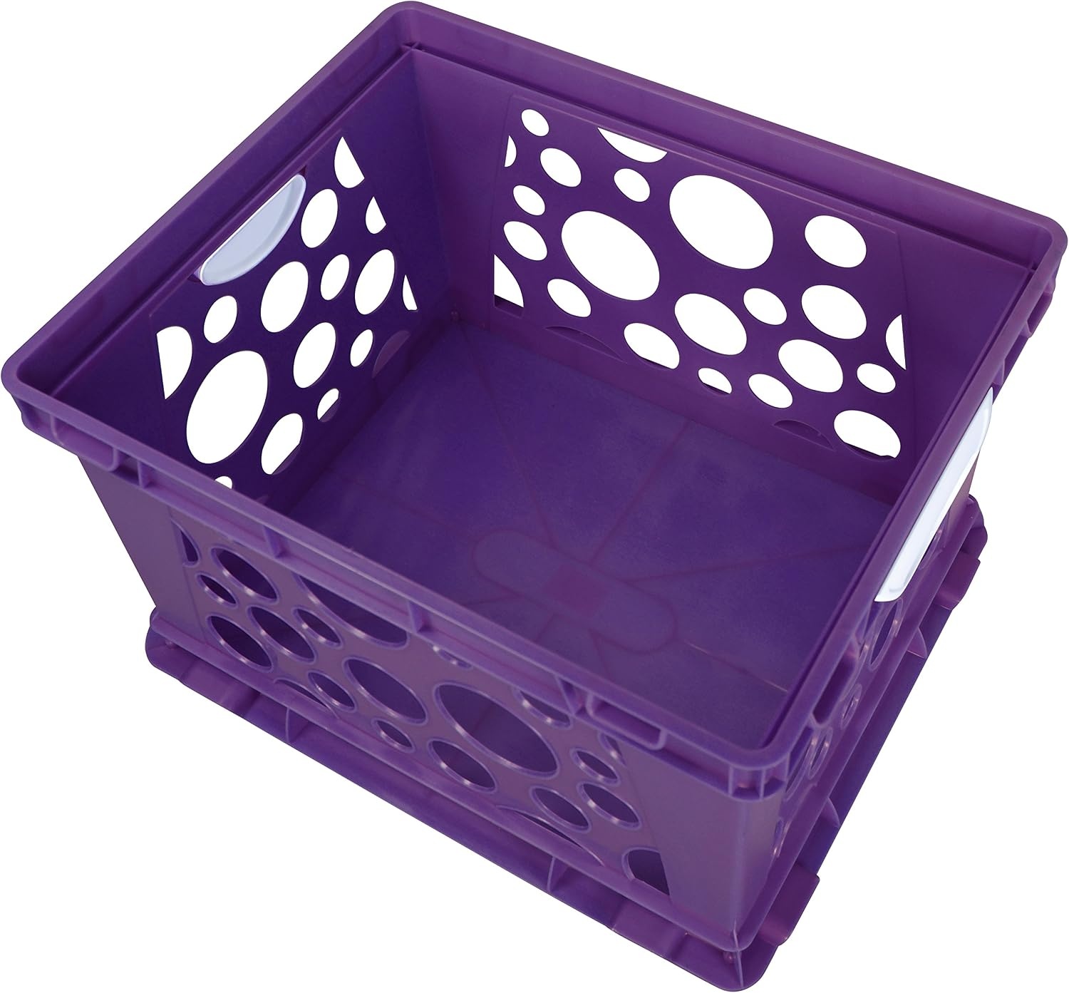 image:imageStorex Premium File Crate with Handle Cutouts Letter and Legal Document and Folder Storage Assorted Colors 3Pack 61797A03CSchool Purple