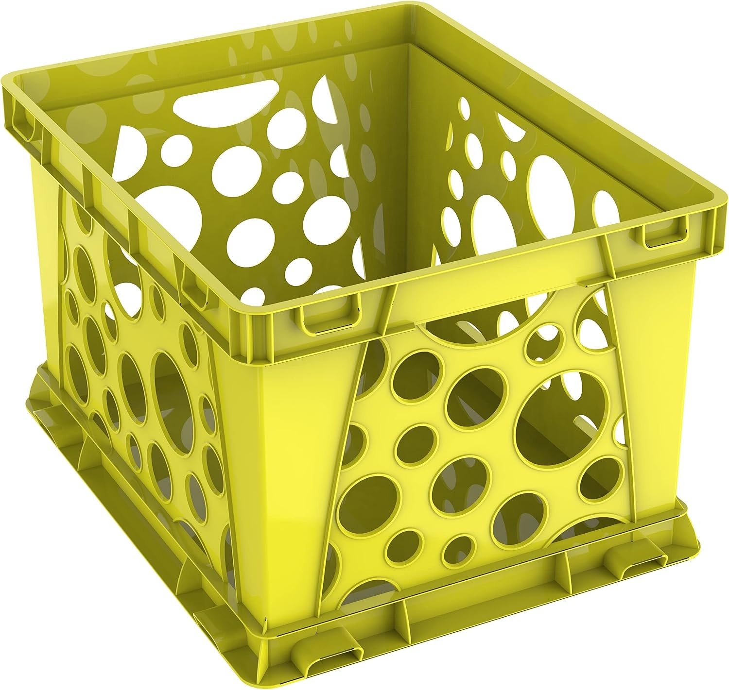 image:imageStorex Premium File Crate with Handle Cutouts Letter and Legal Document and Folder Storage Assorted Colors 3Pack 61797A03CSchool Yellow