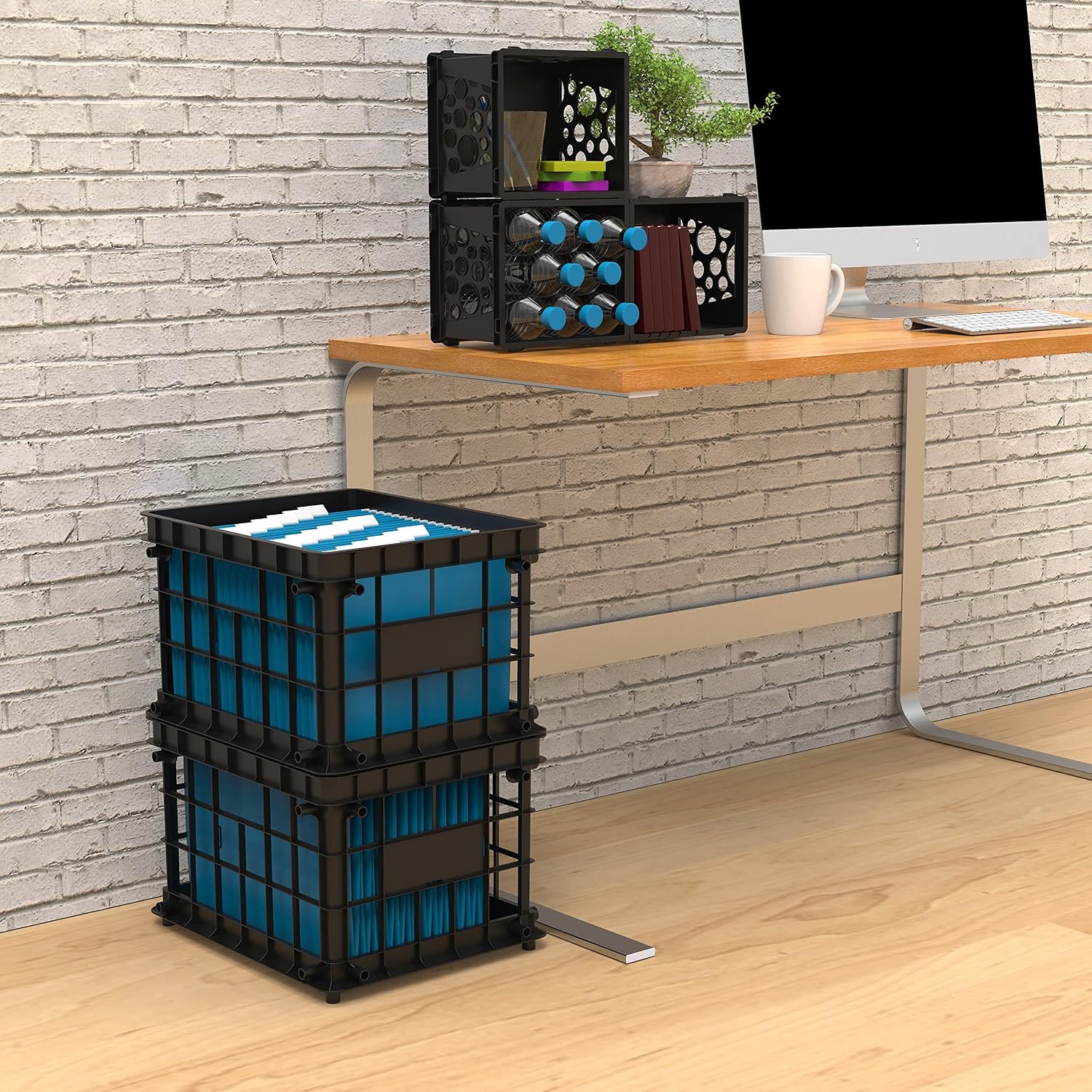 image:imageStorex Standard File Crate Letter and Legal Document and Folder Storage Black 1Pack 61659A03CBlack